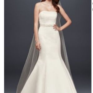 David's Bridal Trumpet wedding dress ribbon waist